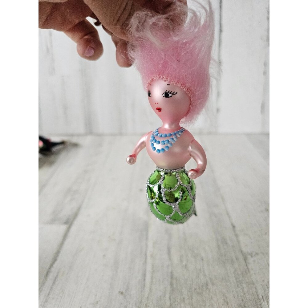 Vintage Italian mermaid ornament Xmas tree‎ hair lady sea vintage